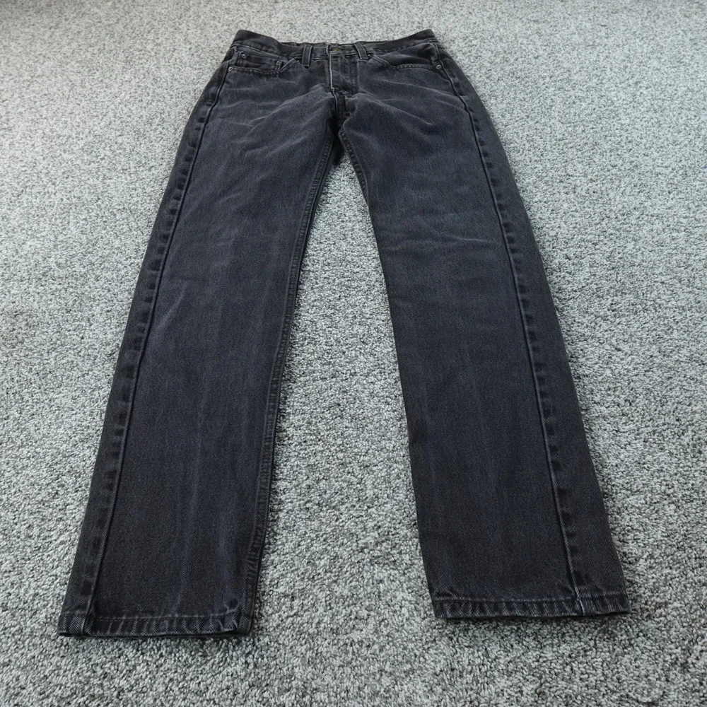 Levis Jeans Mens 30X32 Black Dark Denim Pants 505 Straight Leg 5 Pocket Mid Rise